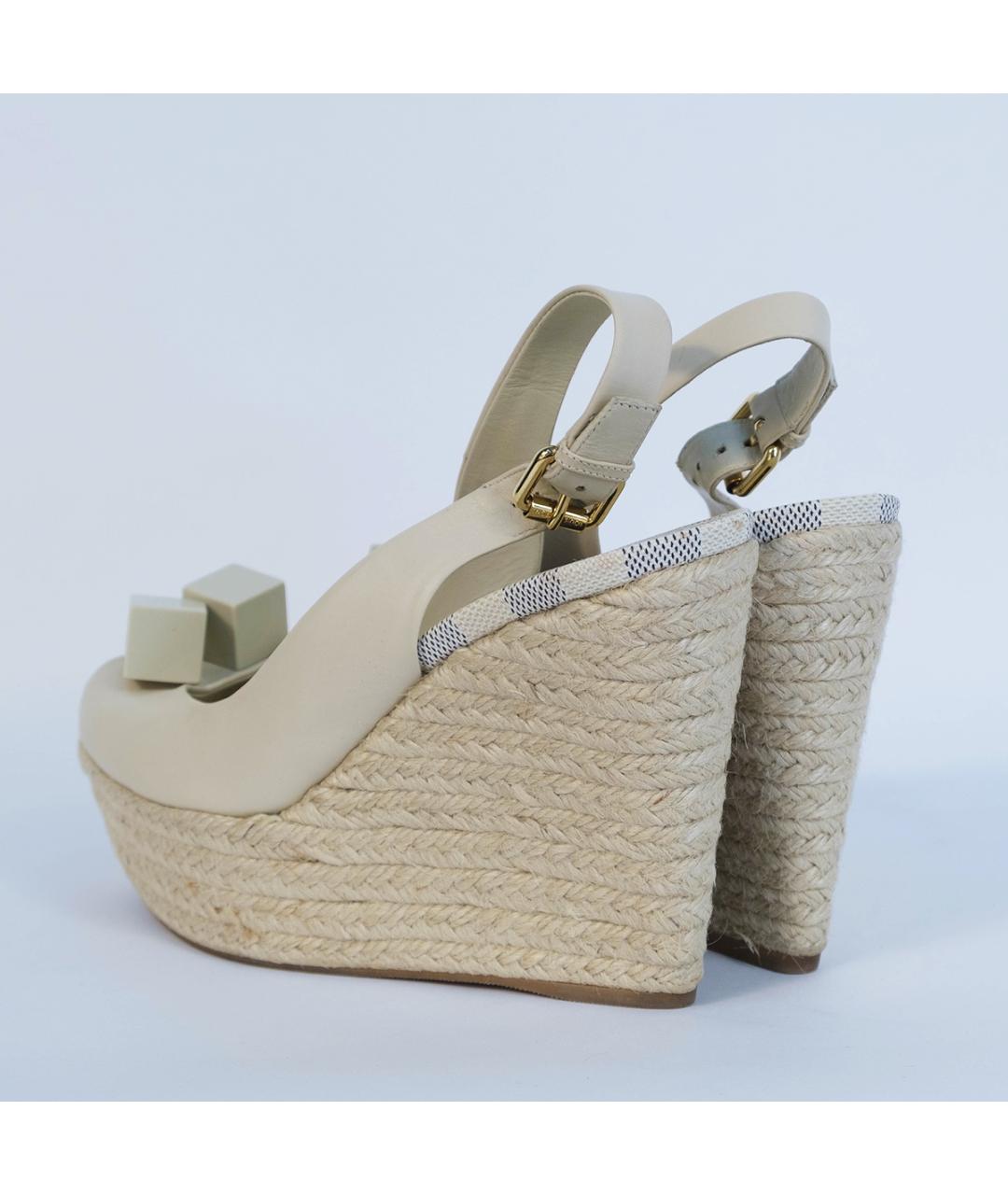 LOUIS VUITTON Бежевые кожаные эспадрильи, фото 7