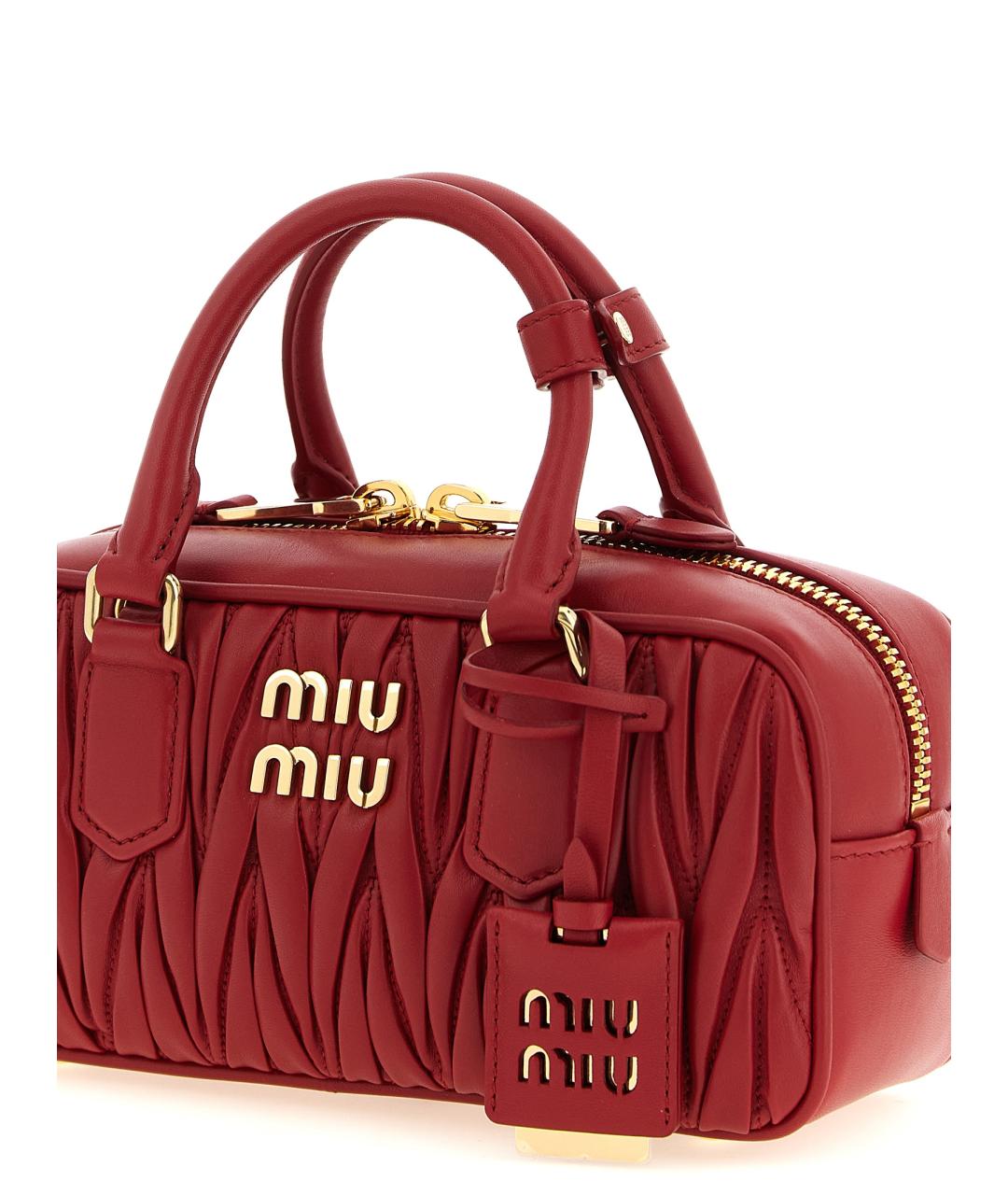 MIU MIU Красная кожаная сумка с короткими ручками, фото 2