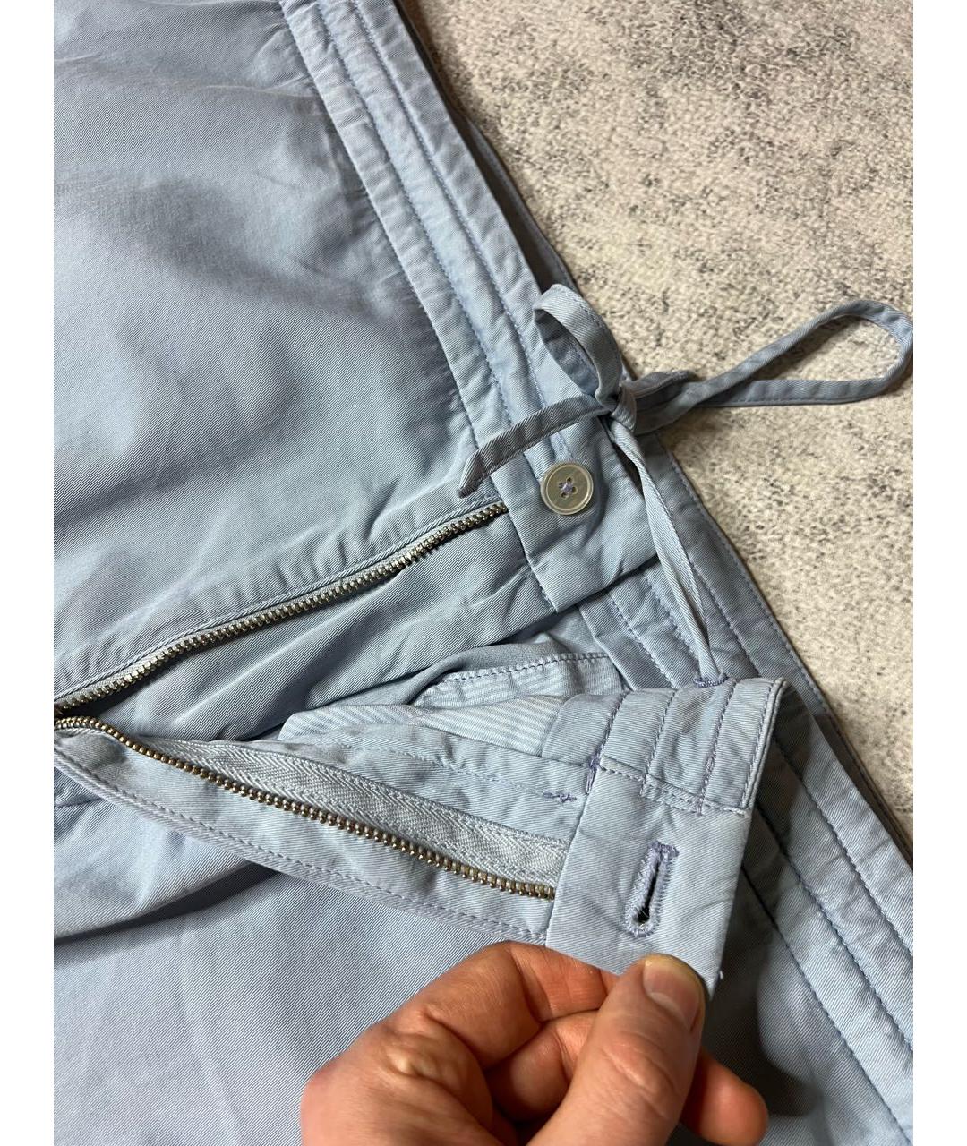 ERMENEGILDO ZEGNA XXX Голубые хлопко-эластановые брюки чинос, фото 5