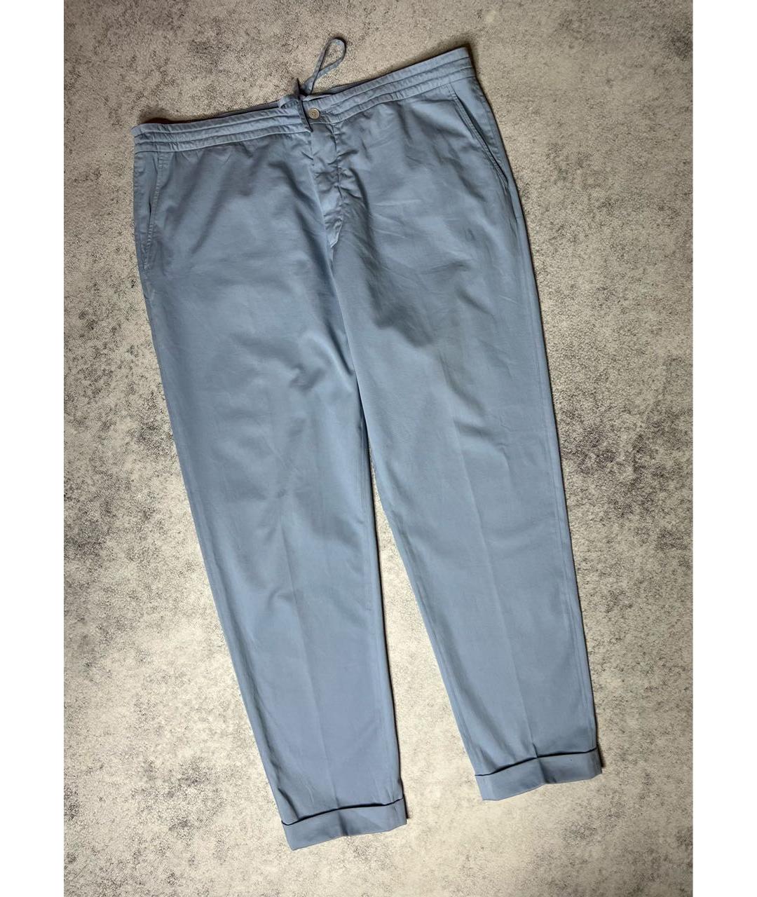 ERMENEGILDO ZEGNA XXX Голубые хлопко-эластановые брюки чинос, фото 8