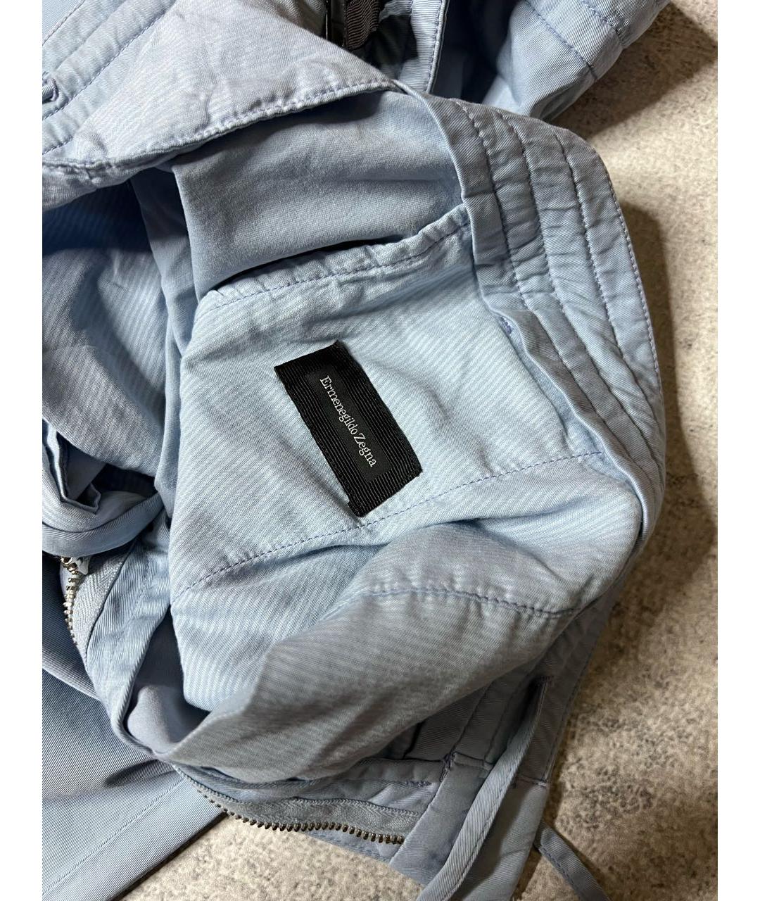 ERMENEGILDO ZEGNA XXX Голубые хлопко-эластановые брюки чинос, фото 7