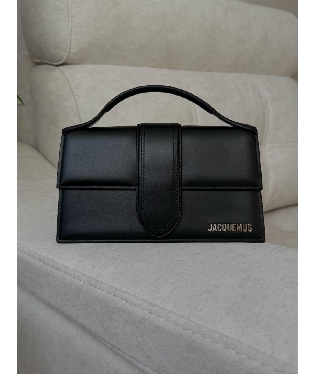 JACQUEMUS Черная кожаная сумка с короткими ручками, фото 5