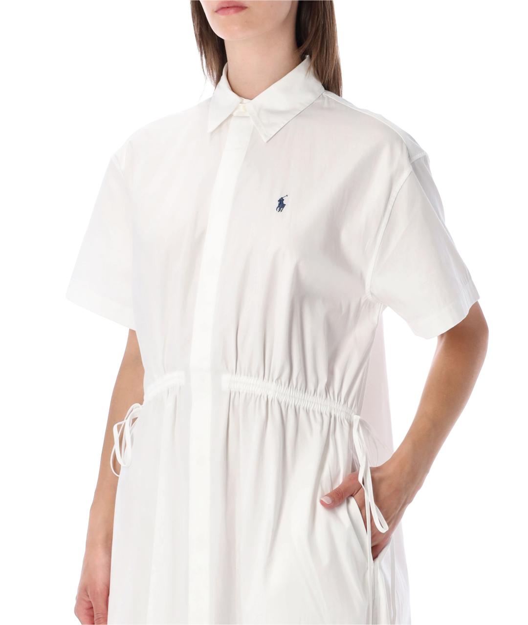 POLO RALPH LAUREN Белое хлопковое повседневное платье, фото 3