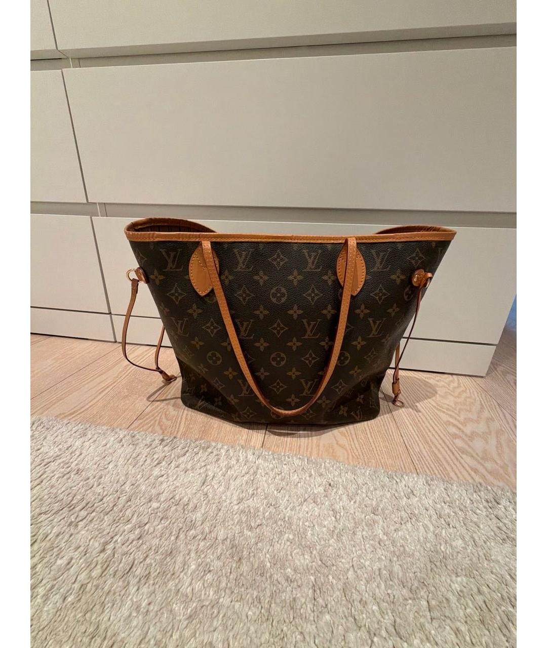 LOUIS VUITTON Коричневая кожаная сумка тоут, фото 3
