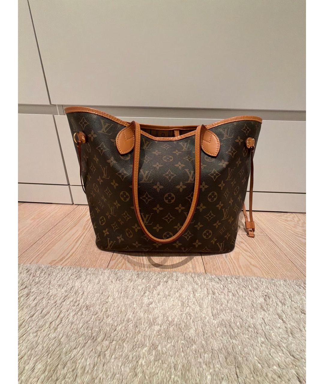 LOUIS VUITTON Коричневая кожаная сумка тоут, фото 5