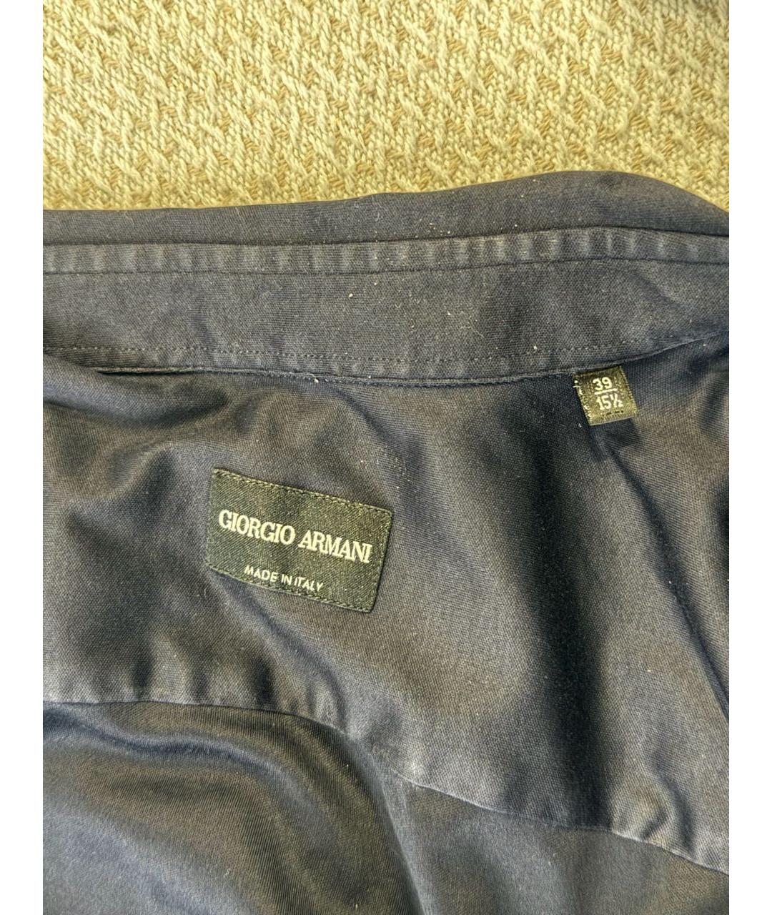 GIORGIO ARMANI Темно-синяя хлопковая классическая рубашка, фото 3