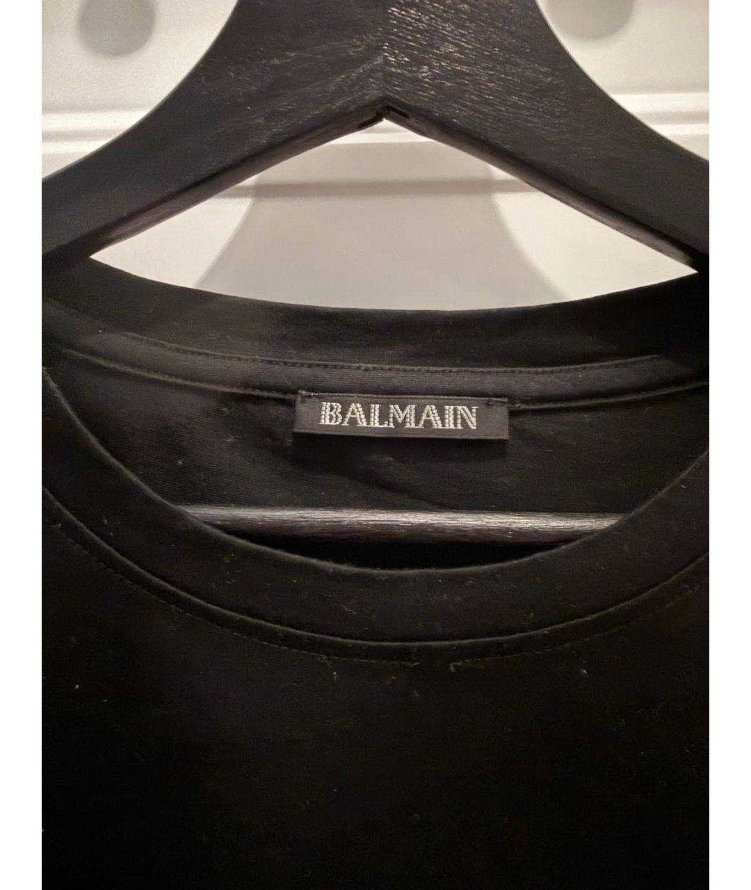 BALMAIN Черная хлопковая футболка, фото 3