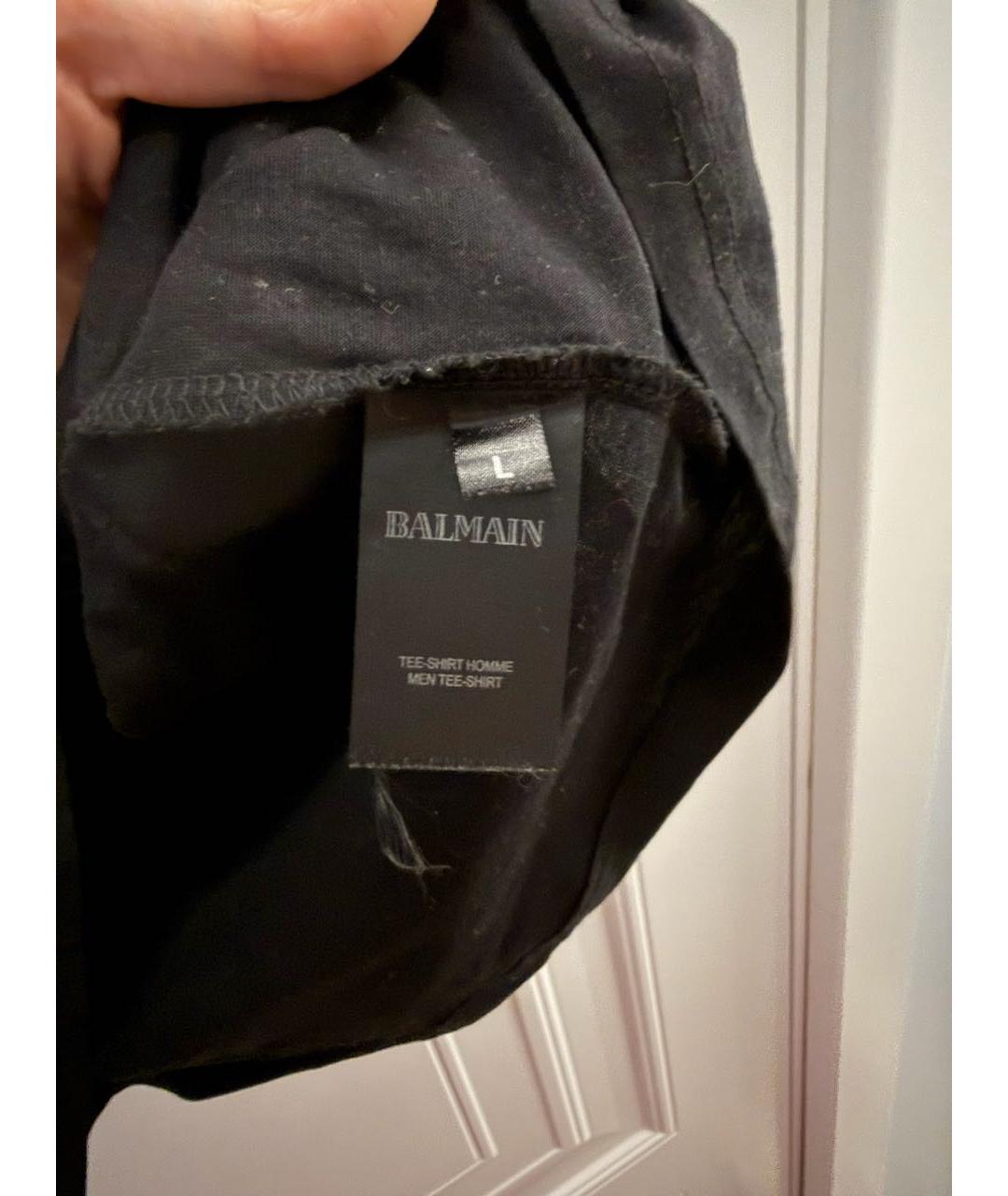 BALMAIN Черная хлопковая футболка, фото 4