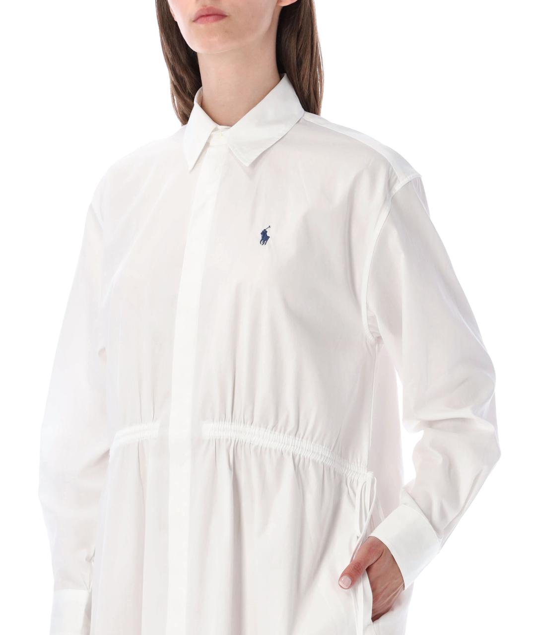 POLO RALPH LAUREN Белое хлопковое повседневное платье, фото 3