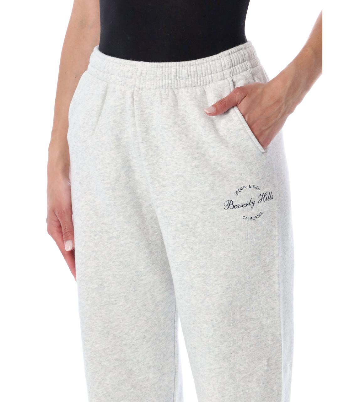SPORTY AND RICH Серые хлопковые спортивные брюки и шорты, фото 3