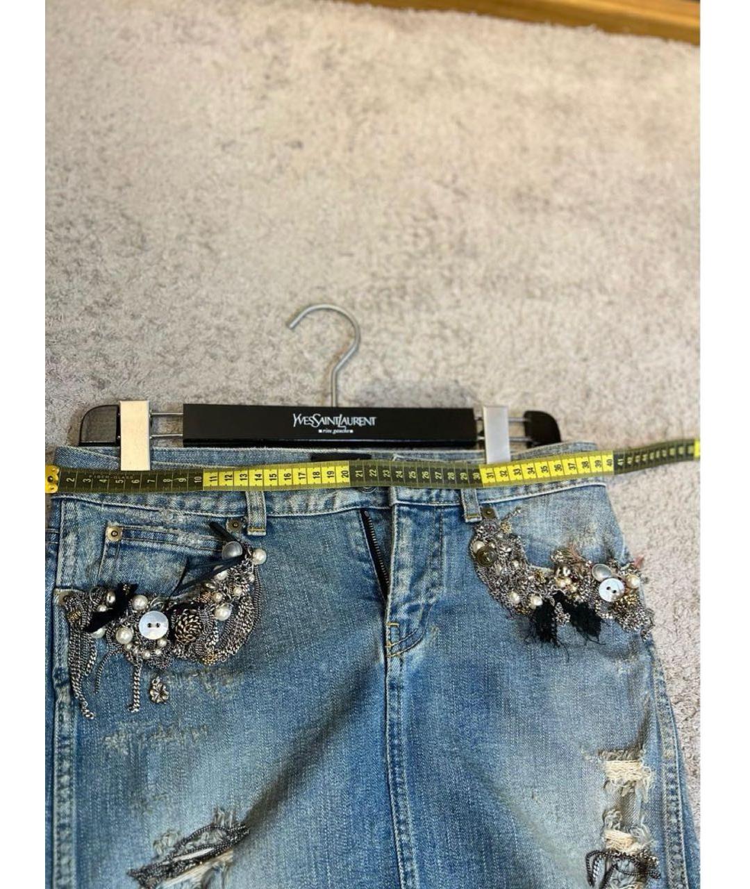 SAINT LAURENT Синяя деним юбка мини, фото 7