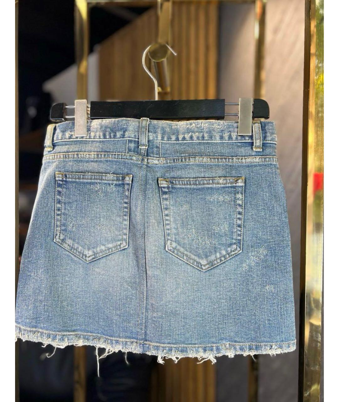 SAINT LAURENT Синяя деним юбка мини, фото 2