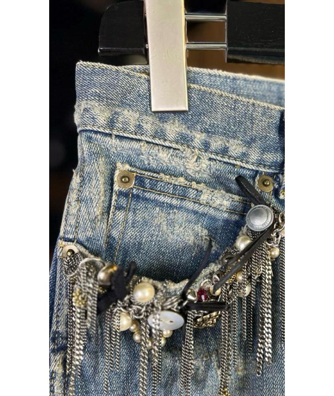 SAINT LAURENT Синяя деним юбка мини, фото 4