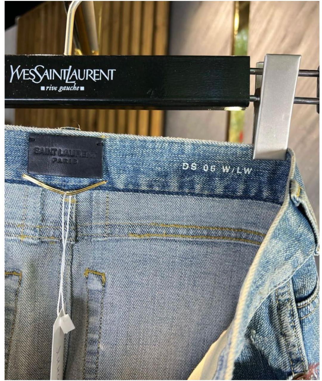 SAINT LAURENT Синяя деним юбка мини, фото 3