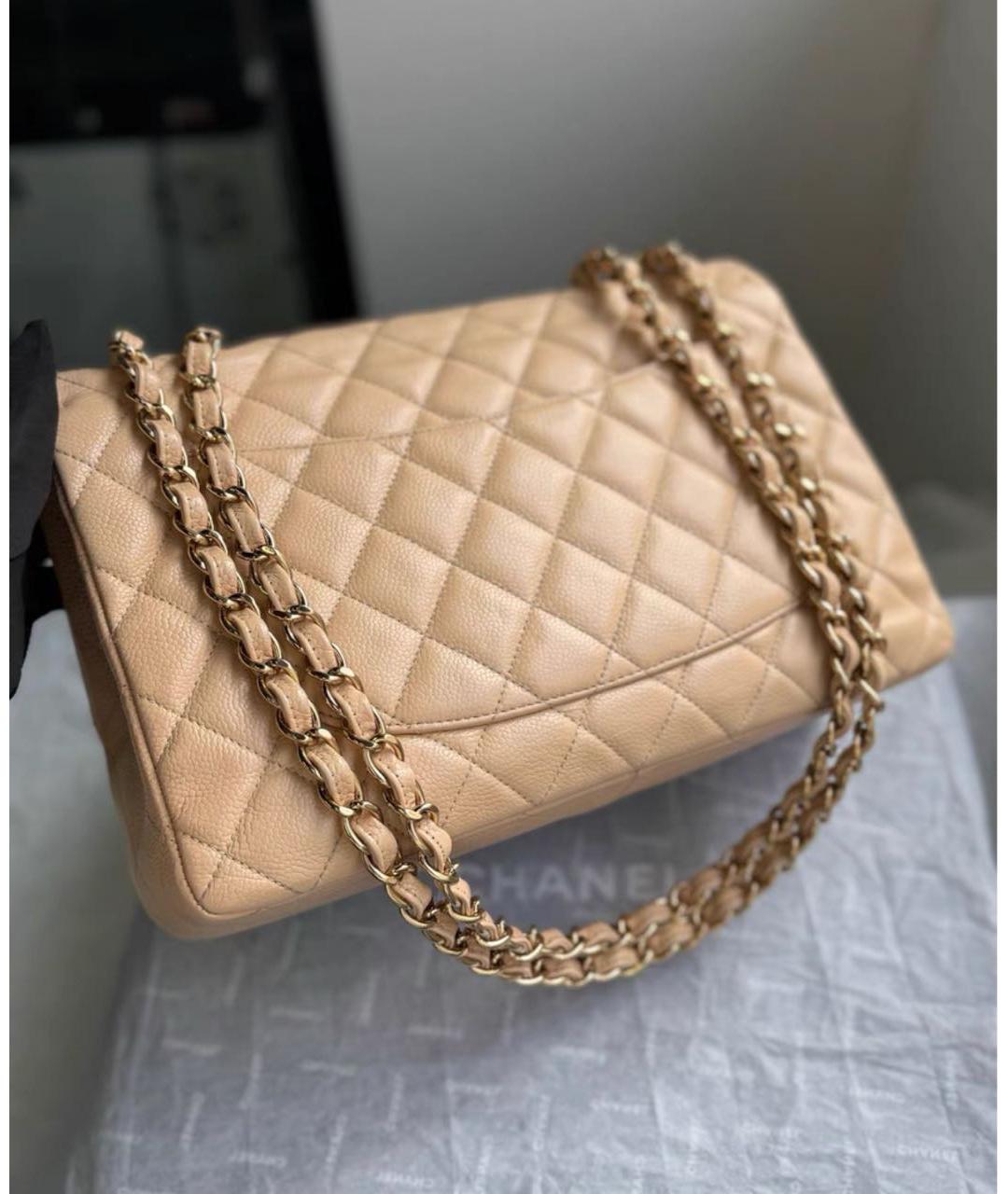 CHANEL Бежевая кожаная сумка через плечо, фото 3