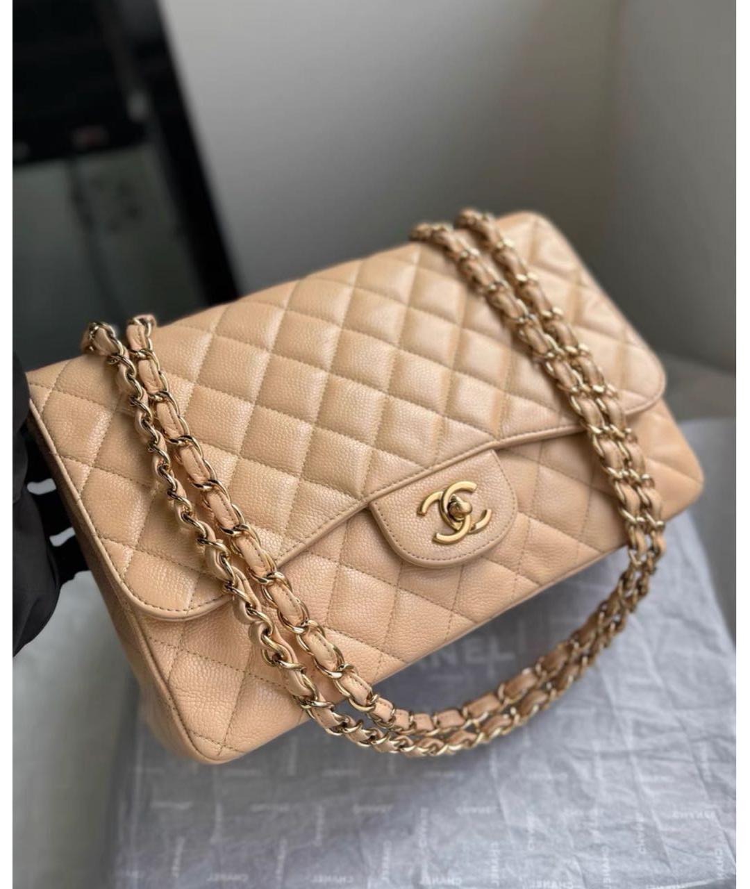 CHANEL Бежевая кожаная сумка через плечо, фото 2