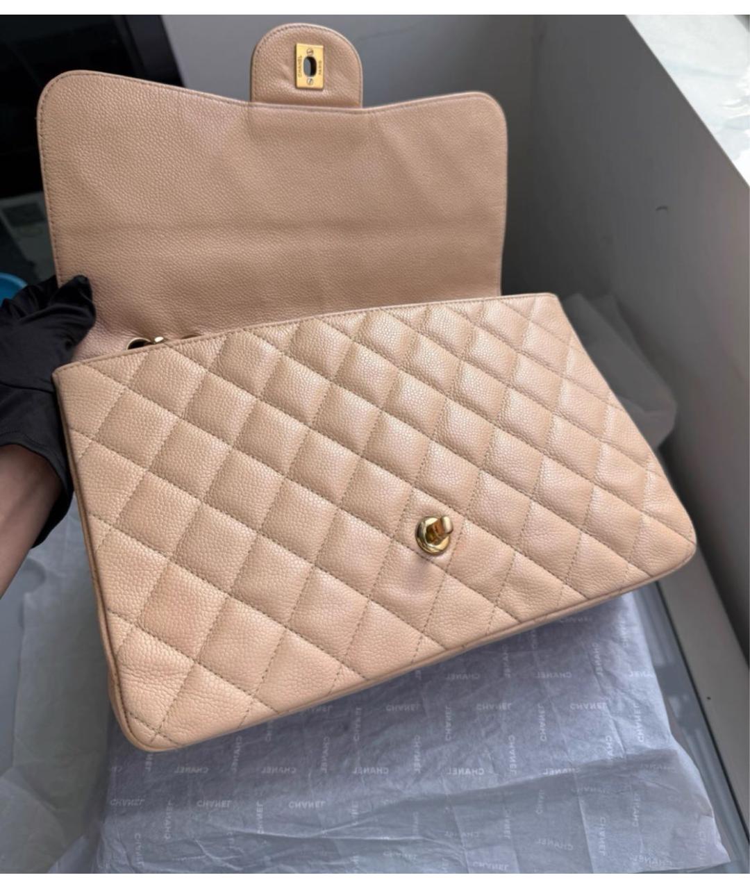 CHANEL Бежевая кожаная сумка через плечо, фото 6
