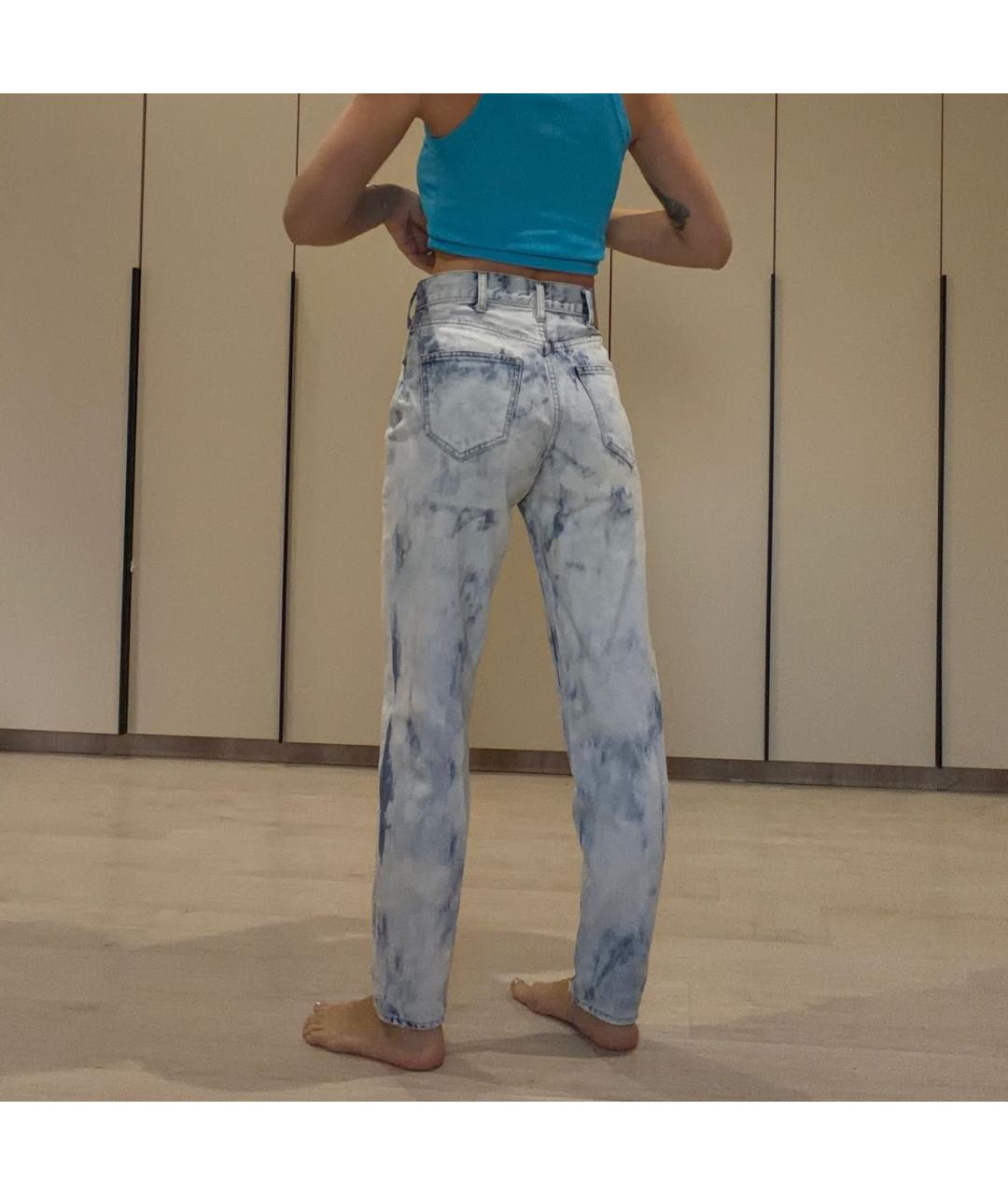 CELINE Голубые хлопковые прямые джинсы, фото 5