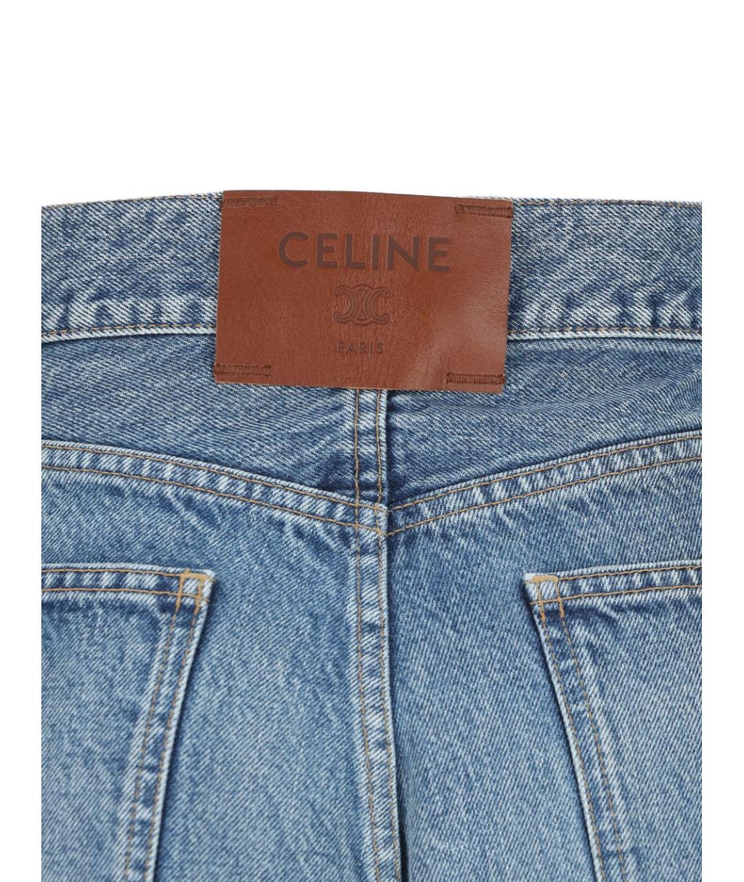 CELINE Голубые хлопковые прямые джинсы, фото 4