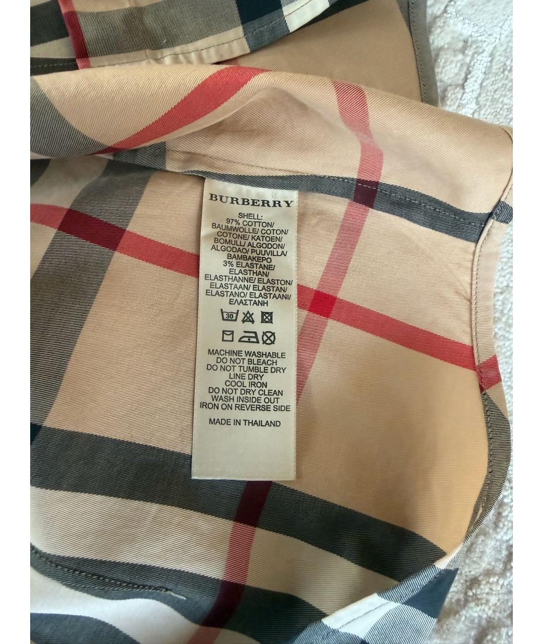 BURBERRY Бежевая хлопковая рубашка, фото 3
