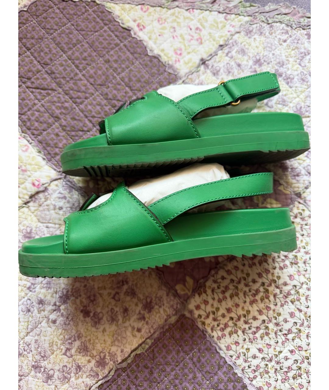 GUCCI Зеленые кожаные босоножки, фото 4