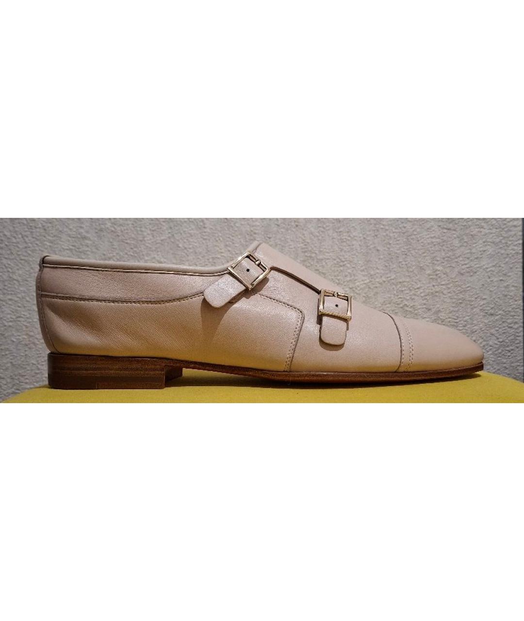 SANTONI Бежевые кожаные брогги и оксфорды, фото 10