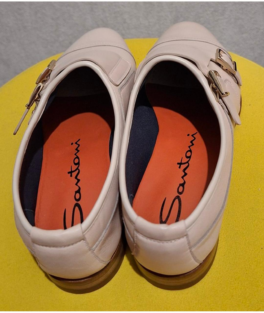 SANTONI Бежевые кожаные брогги и оксфорды, фото 5