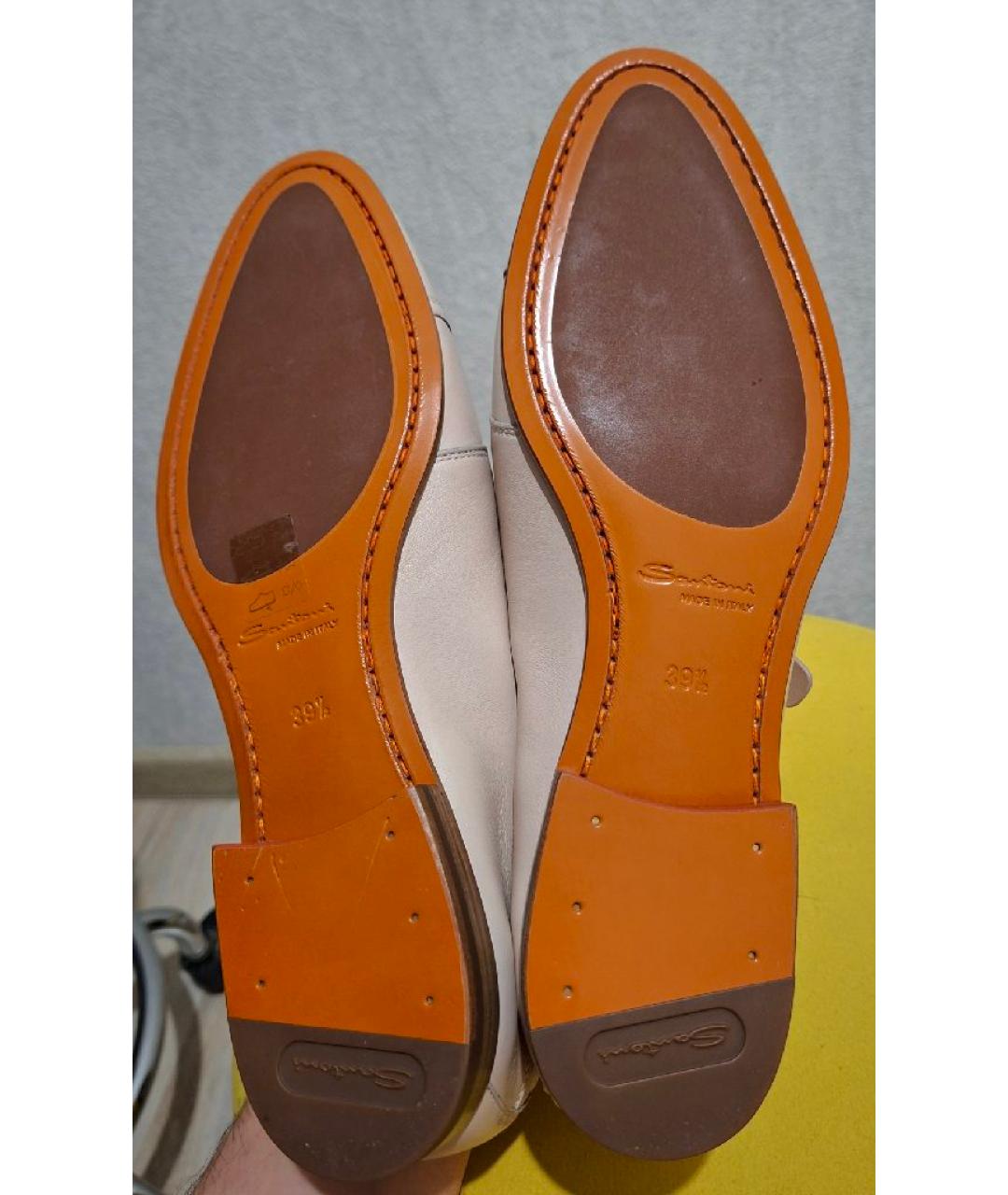 SANTONI Бежевые кожаные брогги и оксфорды, фото 6