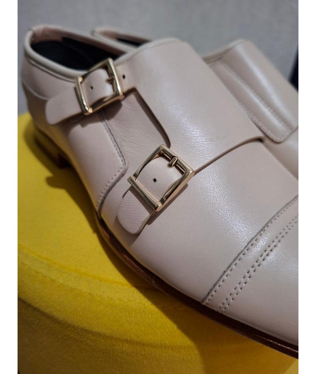 SANTONI Бежевые кожаные брогги и оксфорды, фото 8