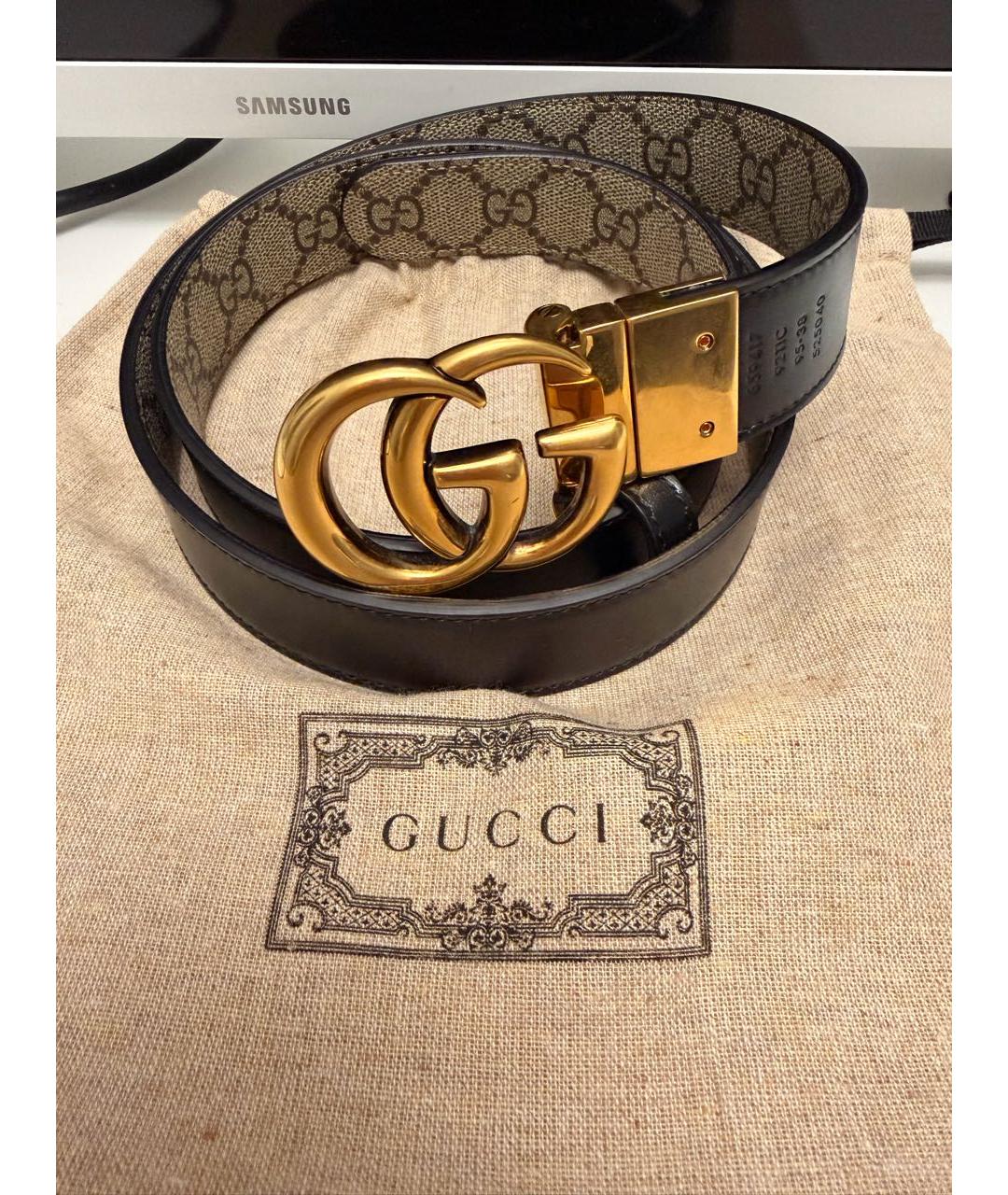 GUCCI Бежевый кожаный ремень, фото 5