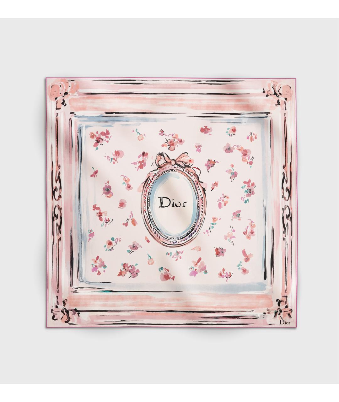CHRISTIAN DIOR Розовый шелковый шарф, фото 1