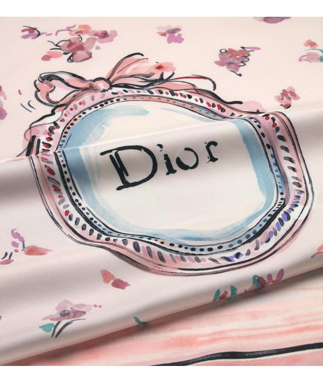 CHRISTIAN DIOR Розовый шелковый шарф, фото 2
