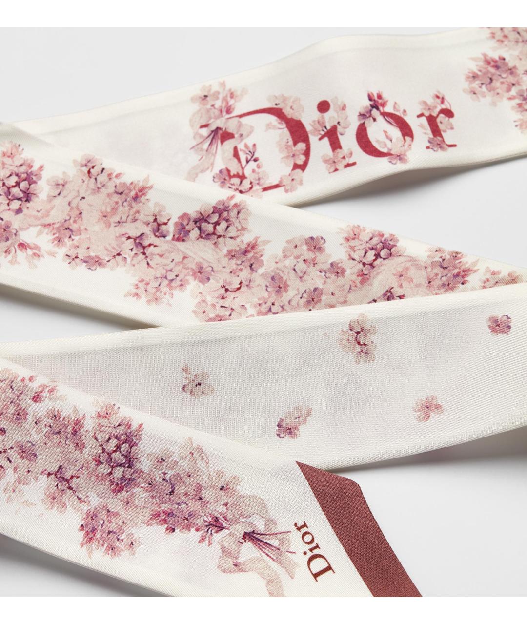 CHRISTIAN DIOR Розовый шелковый шарф, фото 3