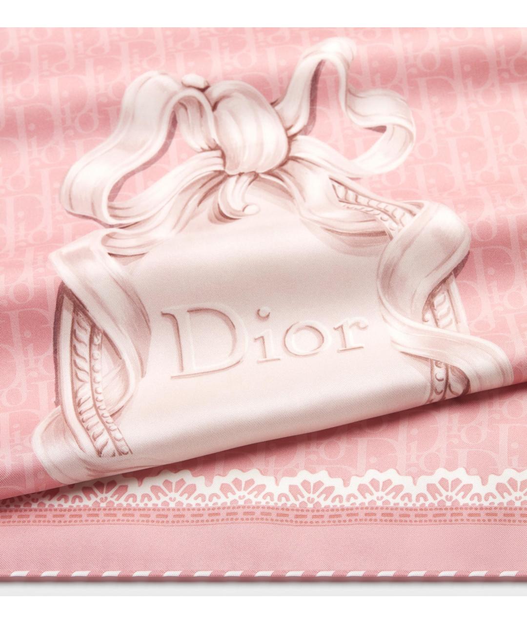 CHRISTIAN DIOR Розовый шелковый шарф, фото 2