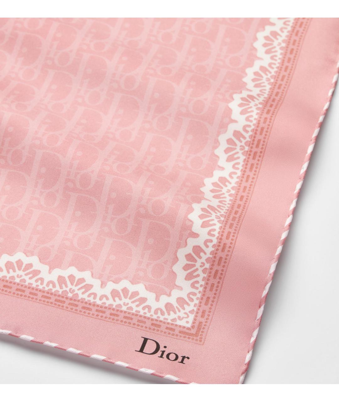 CHRISTIAN DIOR Розовый шелковый шарф, фото 3