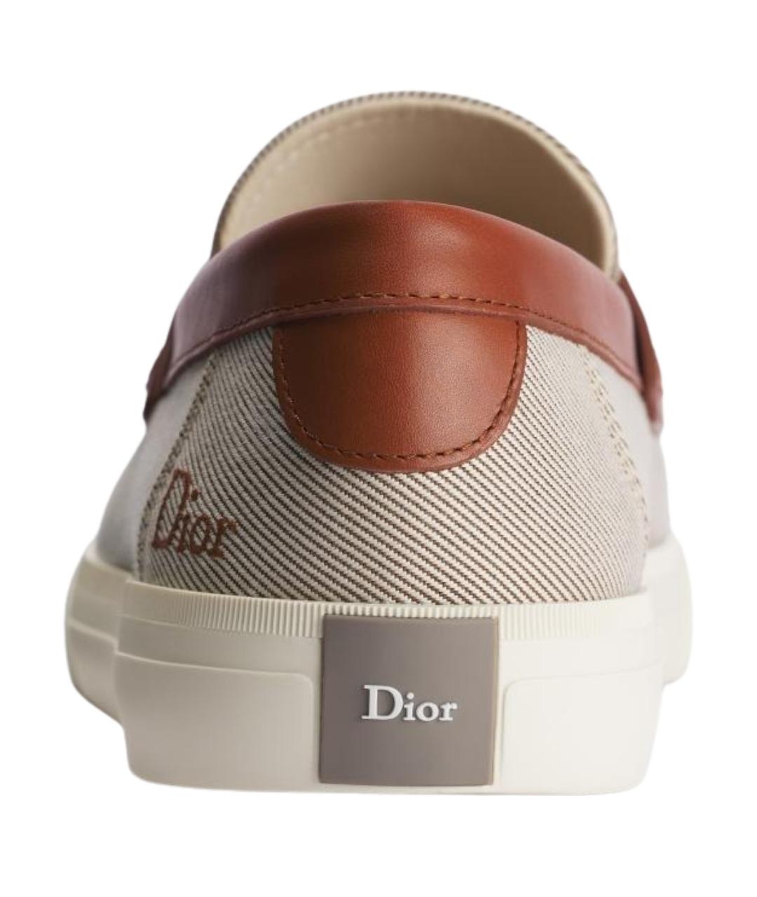 CHRISTIAN DIOR Коричневые текстильные лоферы, фото 3