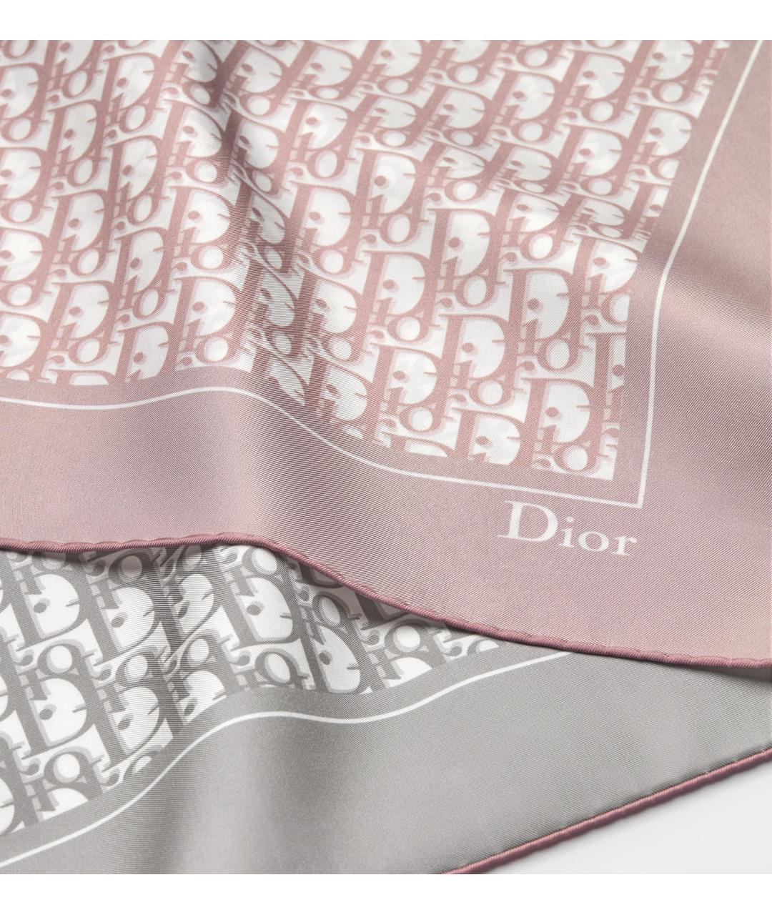 CHRISTIAN DIOR Розовый шелковый шарф, фото 4