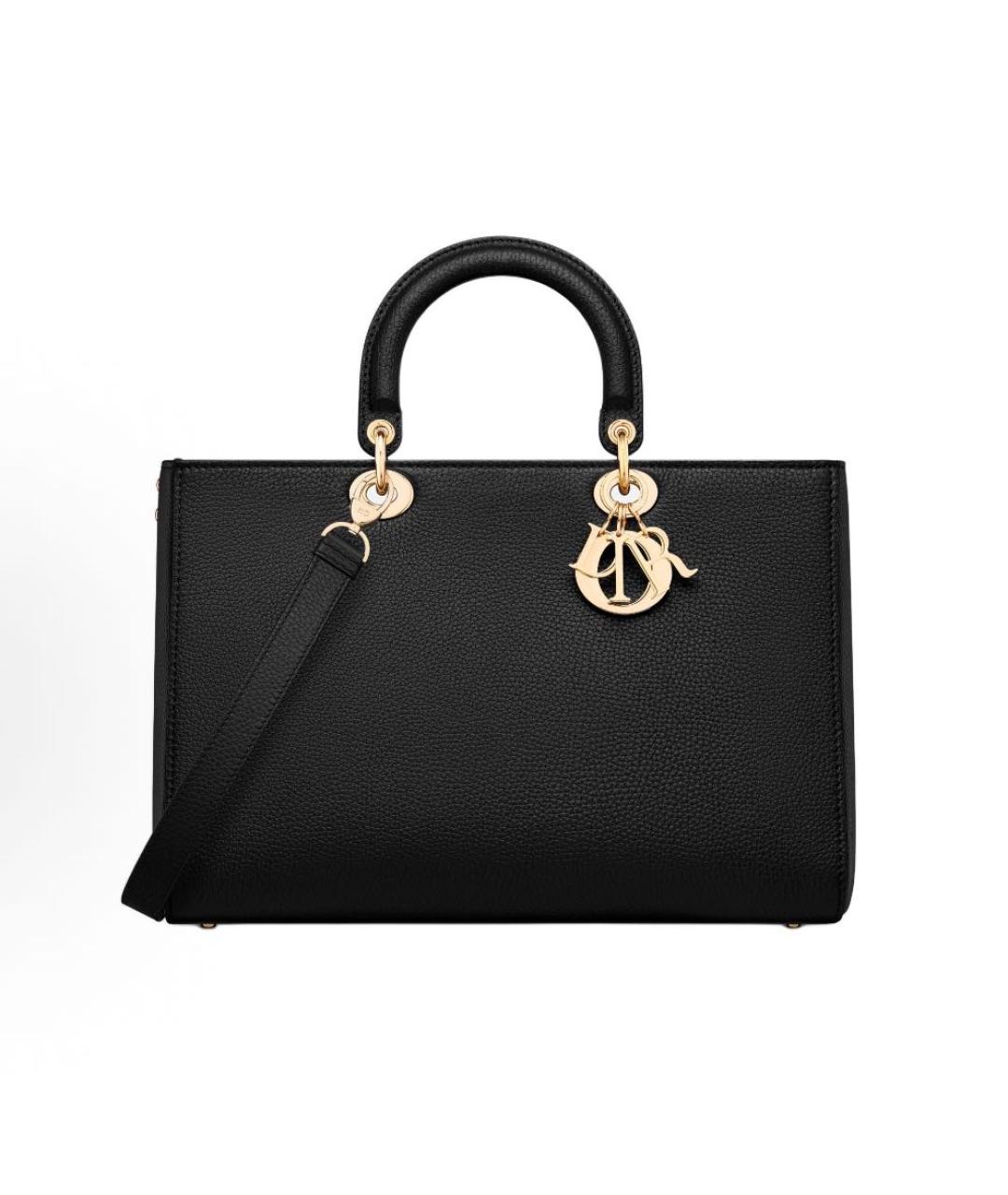 CHRISTIAN DIOR Черная кожаная сумка с короткими ручками, фото 7