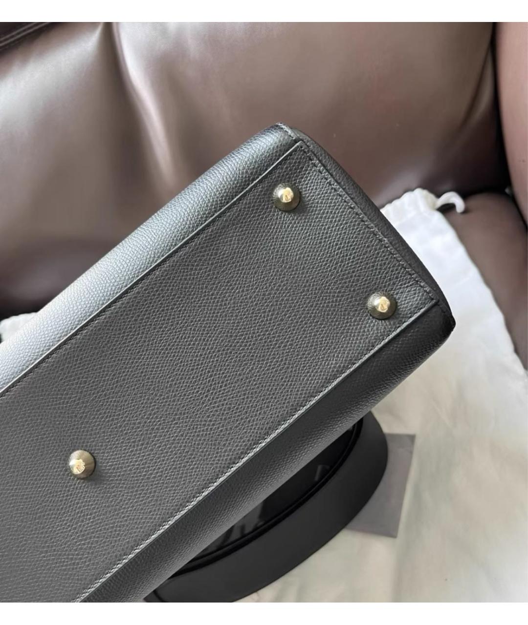 CHRISTIAN DIOR Черная кожаная сумка с короткими ручками, фото 6