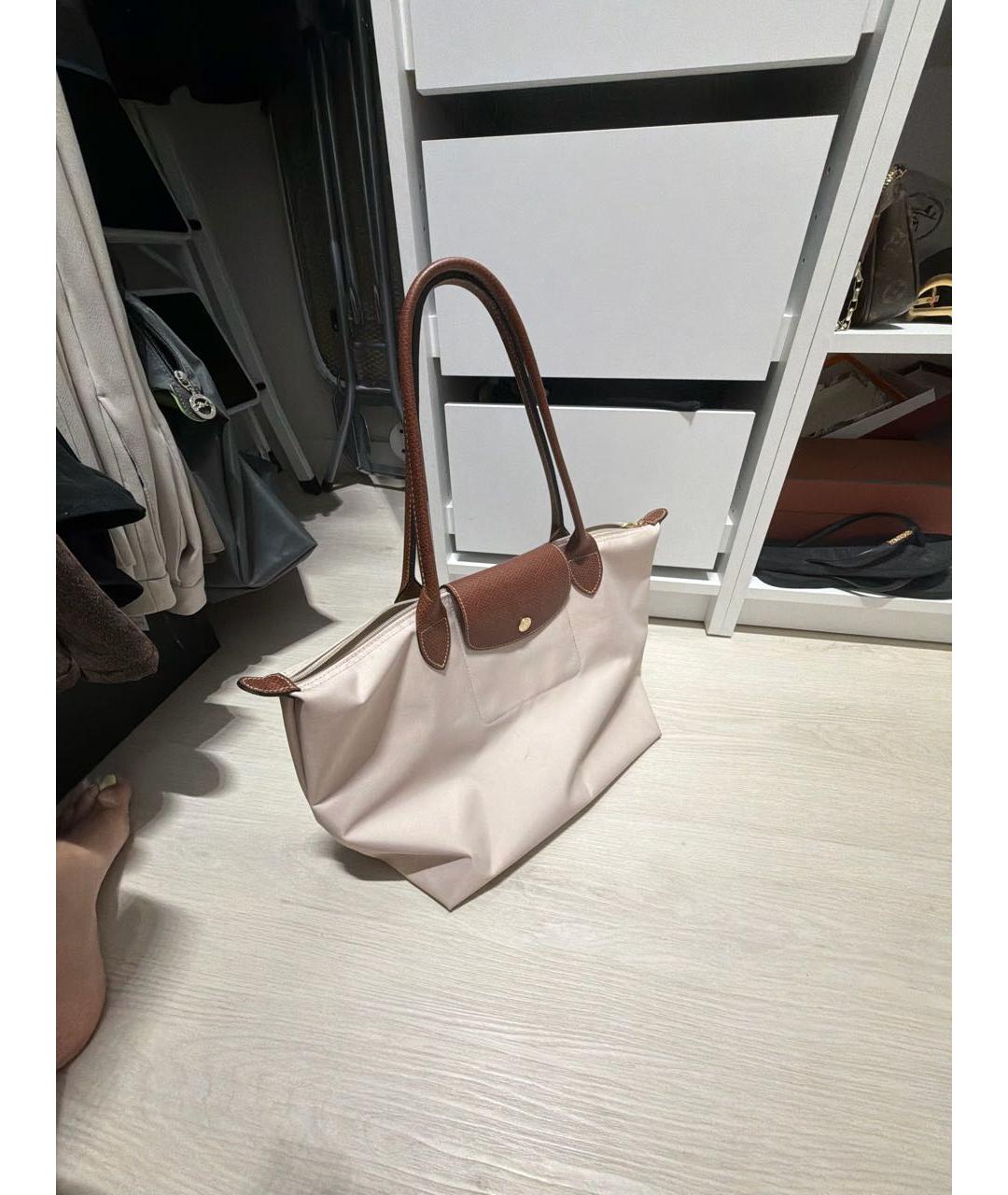 LONGCHAMP Бежевая тканевая сумка тоут, фото 2