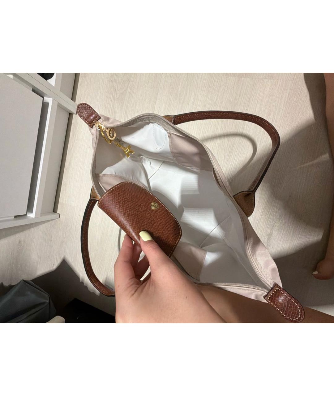 LONGCHAMP Бежевая тканевая сумка тоут, фото 4
