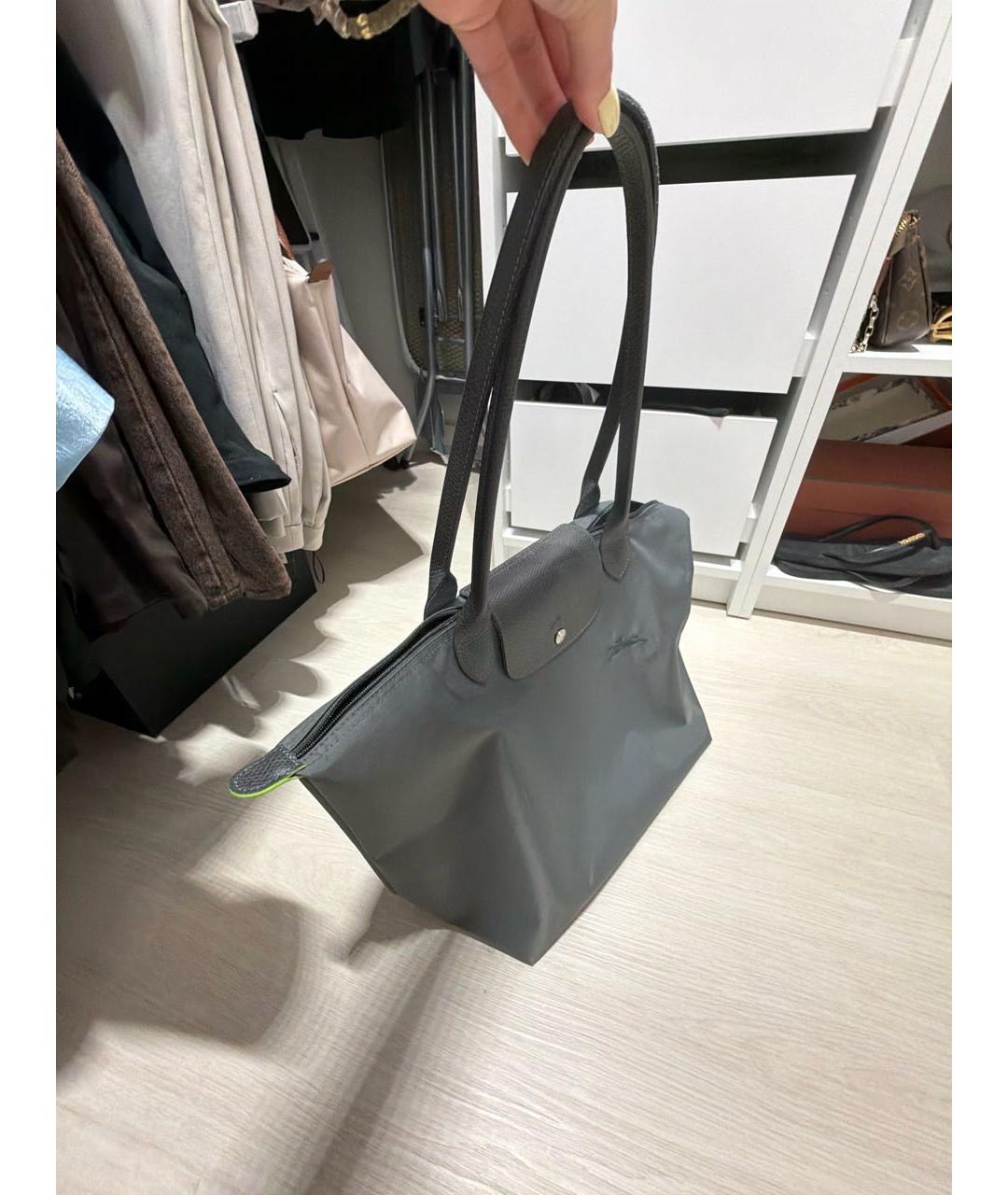 LONGCHAMP Антрацитовая тканевая сумка тоут, фото 2