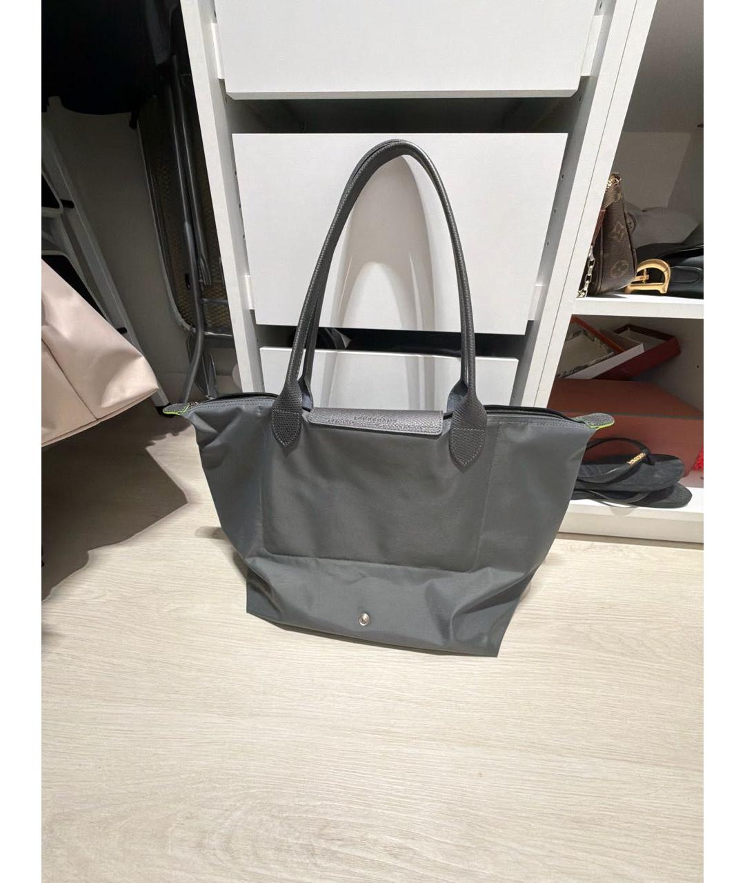 LONGCHAMP Антрацитовая тканевая сумка тоут, фото 3