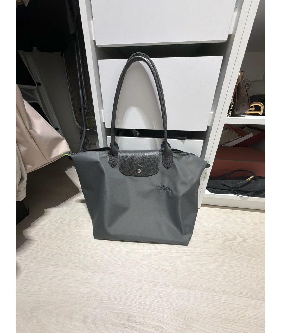 LONGCHAMP Антрацитовая тканевая сумка тоут, фото 5