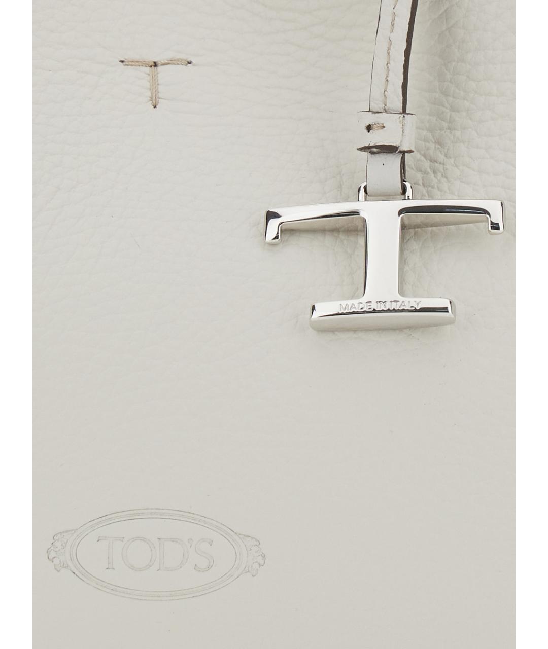 TOD'S Белая кожаная сумка тоут, фото 3