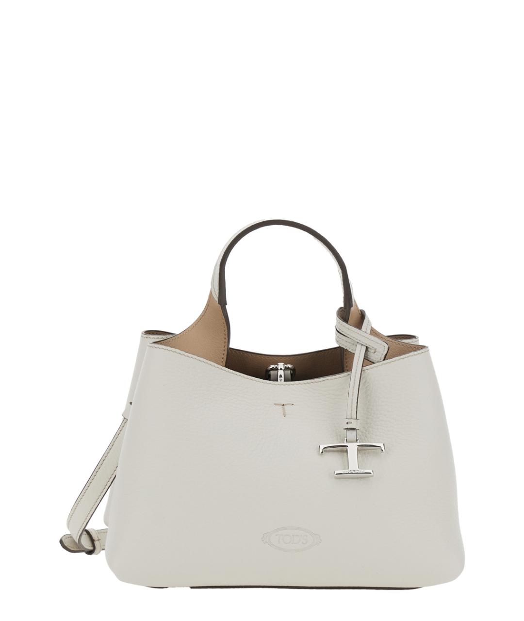 TOD'S Белая кожаная сумка тоут, фото 1