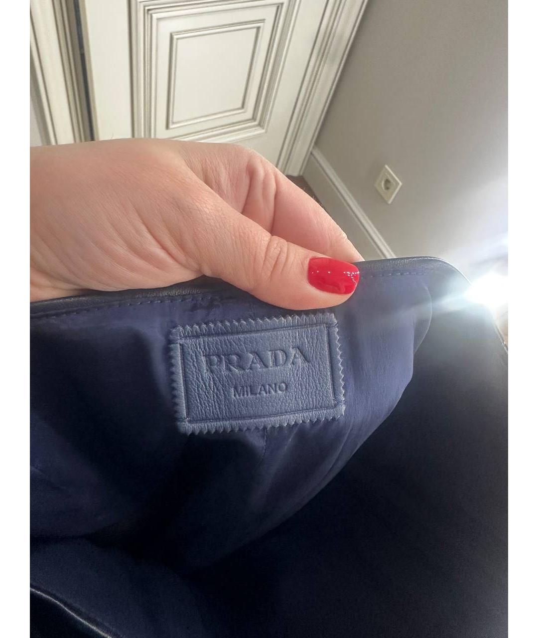 PRADA Синяя кожаная юбка миди, фото 2