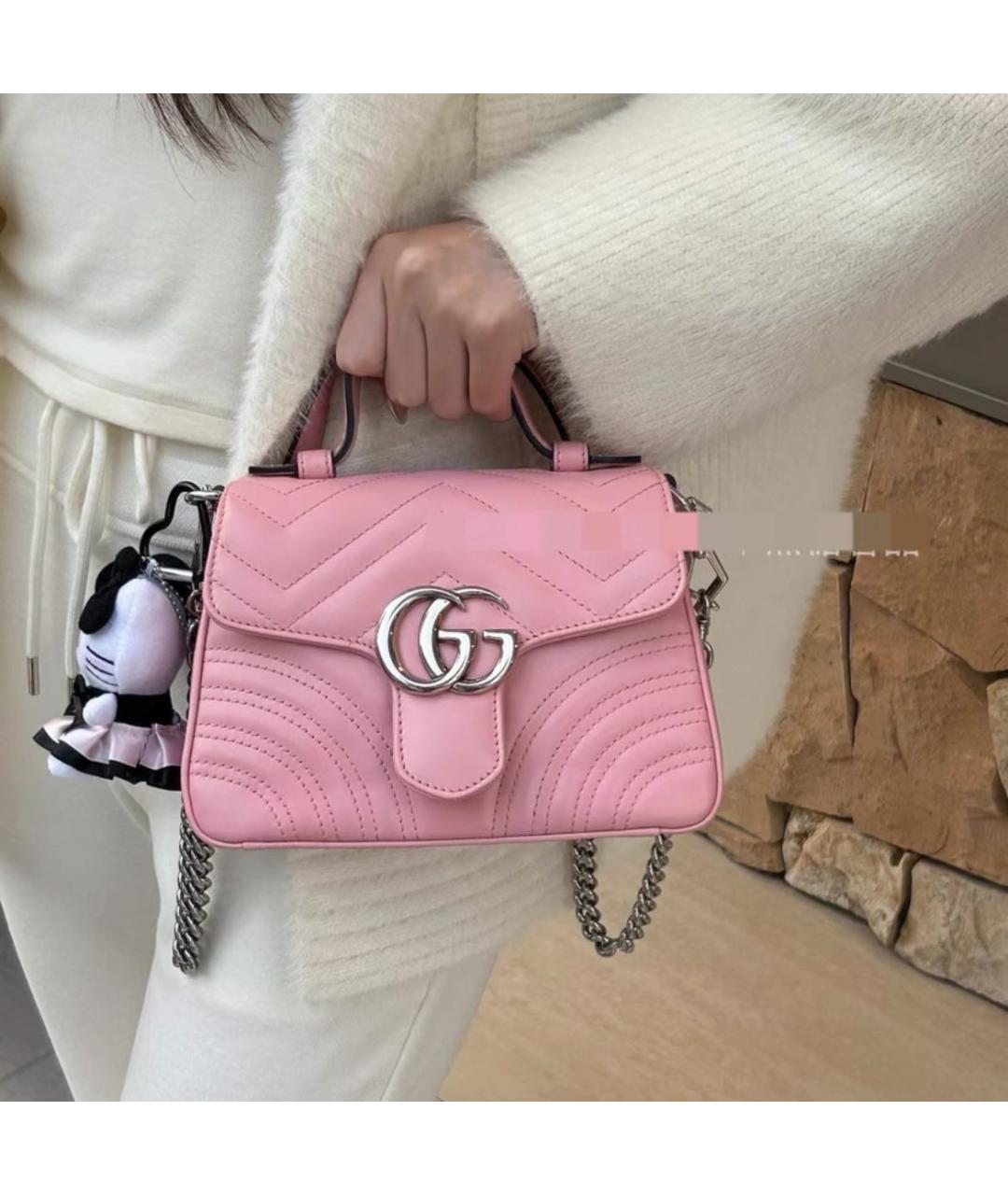 GUCCI Розовая кожаная сумка через плечо, фото 2