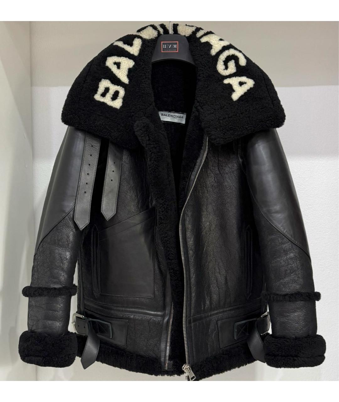 BALENCIAGA Черная кожаная дубленка, фото 3