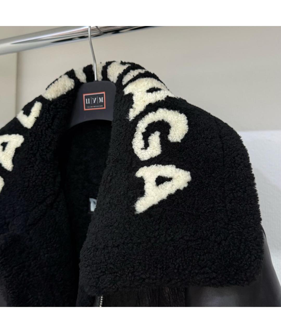 BALENCIAGA Черная кожаная дубленка, фото 5